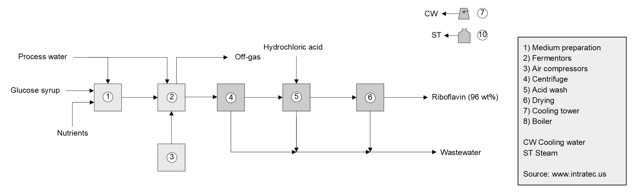 Riboflavin Production Cost Report Process Schematic